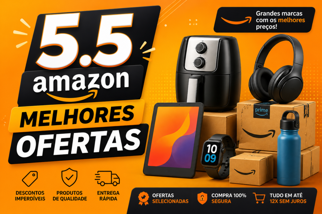 O evento 5.5 da Amazon trouxe uma seleção de ofertas com preços muito abaixo do normal — incluindo produtos populares e bem avaliados.